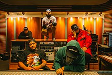 SWIDT working on their debut album Stoneyhunga at Roundhead Studios