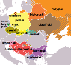 Mapa. Europa środkowa i wschodnia. Granice państw. Różnokolorowe obszary z podpisami