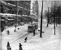 Wm. Notman & Son: Stormy day, Saint Catherine Street, Montreal, Quebec, Canada