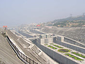 The Three Gorges Dam is a hydroelectric dam. Three gorges dam locks view from vantage point.jpg