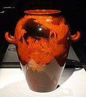 Vase by Albert Robert Valentien, 1893, earthenware with mahogany glaze line