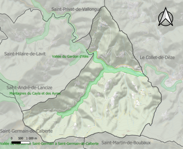 Carte de la ZNIEFF de type 1 sur la commune.