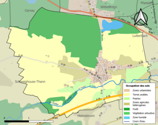 Carte en couleurs présentant l'occupation des sols.