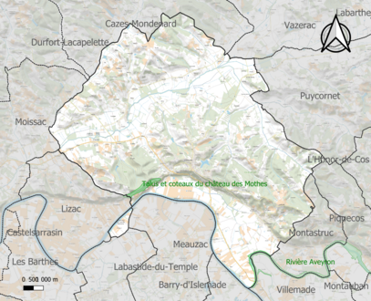 Carte des ZNIEFF de type 1 sur la commune.