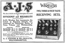 Advertentie voor de AJS "wireless receiver" uit 1923