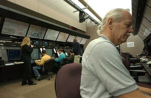 Air route traffic controllers at work at the W...