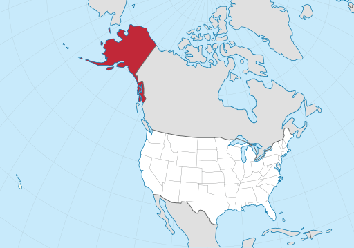 Map of a United States with Alaska highlighted