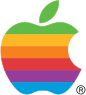 Das erste mehrfarbige Logo von Apple Original: Datei:Zweites Apple-Logo.gif