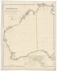 Arrowsmith's 1838 map of Australia, using the 129° E. meridian.