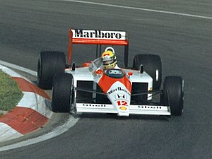 Ayrton Senna driving for McLaren at the 1988 C...