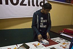 BNWIKI10-Sukanta Pal Busy at Mozilla Kiosk-Wikipedia 10th Anniversary Celebration