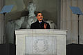 Obama parla il 18.01.2009 davanti al Lincoln Memorial