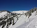 Snowshoe trail with Hurricane Hill in the background