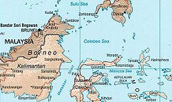 Makasarský průliv (Makassar strait) na mapě Bornea