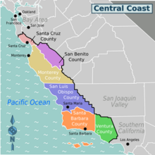 Map of Central Coast counties in California