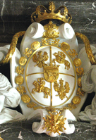 Escudo de armas de Estanislao II Poniatowski con collana de la Orden del Águila Blanca