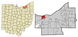 Location in Cuyahoga County and the state of اوہائیو.