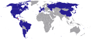 Map of Honduran diplomatic missions Diplomatic missions of Honduras.png