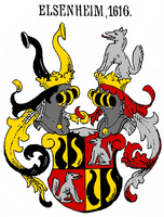 Wappen derer von Elsenheim von 1616, vereinigt mit dem Wappen der erloschenen von Wilfling (Wulfing)