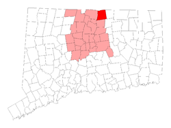 ハートフォード郡内の位置（赤）