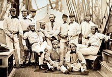 The first English team to tour overseas, on board ship to North America, 1859 England in North America 1859.jpg