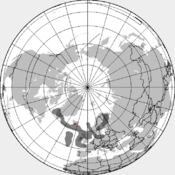 Situación de la nube de ceniza volcánica el 22 de abril, 18:00 UTC.