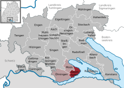 Elhelyezkedése Baden-Württemberg térképén