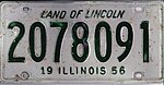 Номерной знак Иллинойса 1956 года - Номер 2078091.jpg