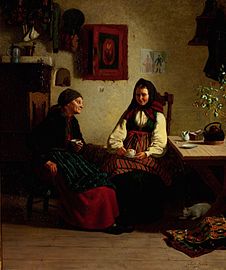 Allmogeinteriör med kaffedrickande kvinnor (1876)