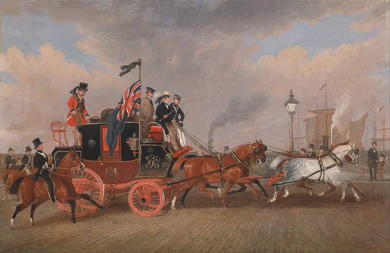 The last of the mail coaches at Newcastle upon Tyne, 1848.