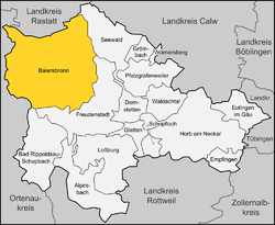 Elhelyezkedése Baden-Württemberg térképén