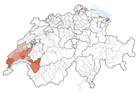 मानचित्र जिसमें वो कैन्टन Canton de Vaud Canton of Vaud हाइलाइटेड है