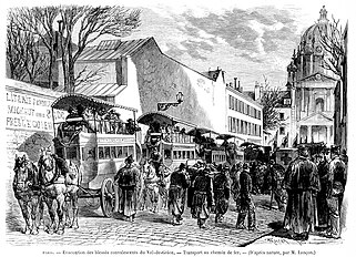 Evacuation des blessés du Val-de-Grâce - Dessin paru dans le Monde Illustré le 18 mars 1871