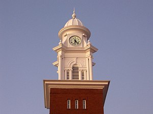 Clock tower on the Lee County Courthouse in Op...