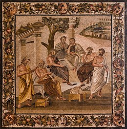 Mosaic from Pompeii depicting the Academy of Plato MANNapoli 124545 plato's academy mosaic (cropped).jpg