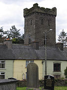 Street houses on bridge street, with the castle ruins in background