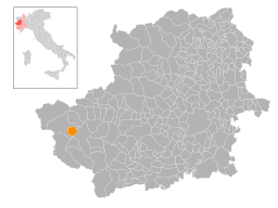 Kommunens läge i storstadsregionen Turin