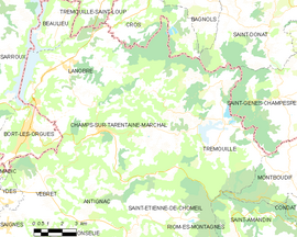 Mapa obce Champs-sur-Tarentaine-Marchal