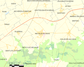 Mapa obce Neuville-aux-Bois