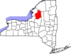 Map of New York highlighting Lewis County