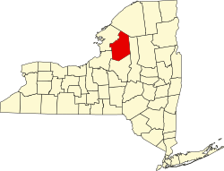 map of New York highlighting Lewis County