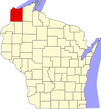 Locatie van Douglas County in Wisconsin