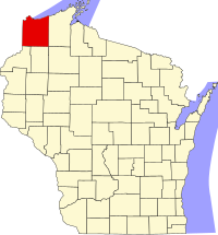 Map of Viskonsin highlighting Douglas County