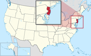 Штат Нью-Джерси на карте США