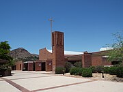 Historic Paradise Valley Methodist Church built in 1960 and located at 4455 East Lincoln Road in Paradise Valley, Arizona.