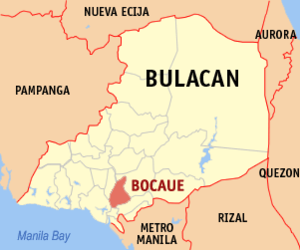 English: Map of Bulacan showing the location o...