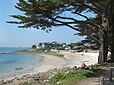 La baie au sud de Port-Navalo face à l'océan Atlantique, sur la presqu'île de Rhuys.