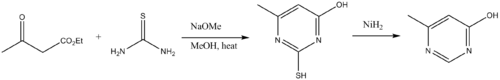 Synthese van pyrimidinederivaten met thio-ureum