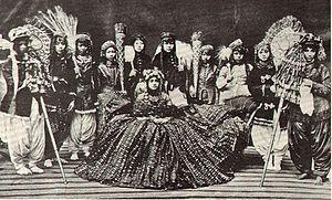 Rani (Queen) of Nepal surrounded by her Ladies...