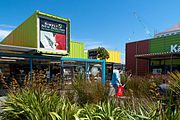 view of containers fitted out as retail shops